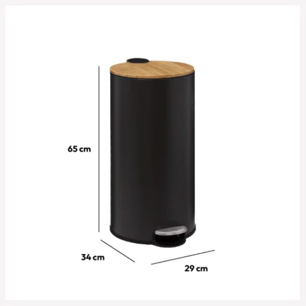 round black metal 30l pedal bin