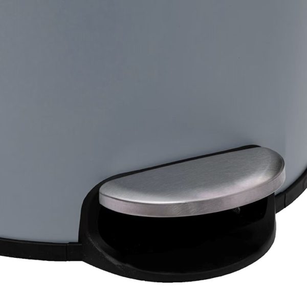 30l round grey metal and bamboo pedal bin