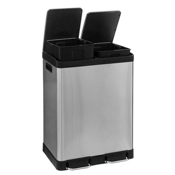 double 2x30l stainless steel soft close pedal bin