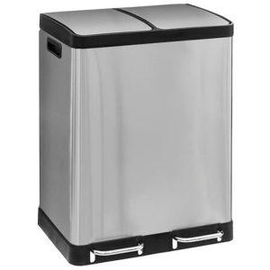 double 2x30l stainless steel soft close pedal bin