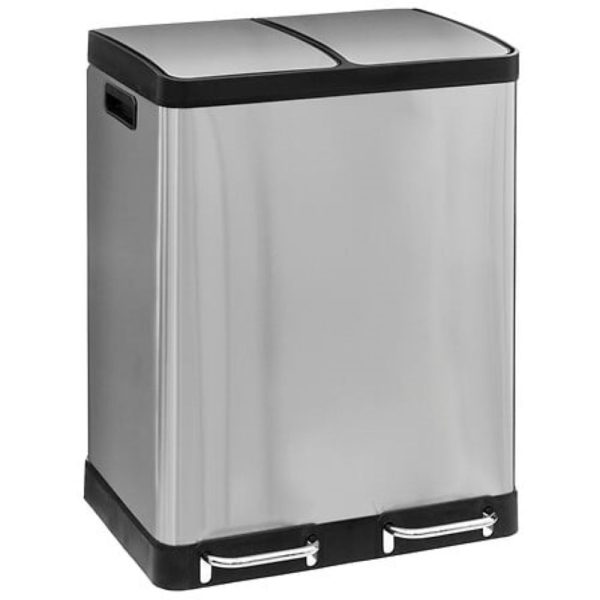 double 2x30l stainless steel soft close pedal bin