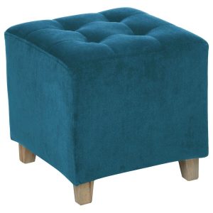 leon teal velvet pouffe