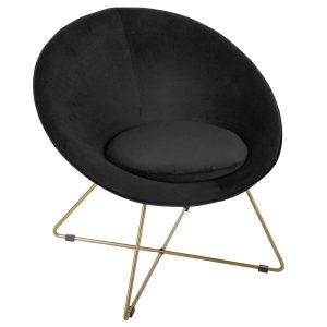 evan black velvet occasional chair 76x73cm