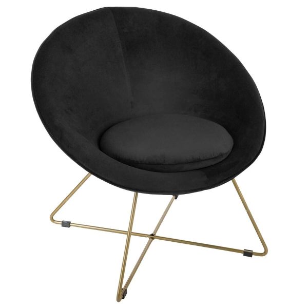 evan black velvet occasional chair 76x73cm
