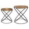 ethnic set of 2 tables wood and metal