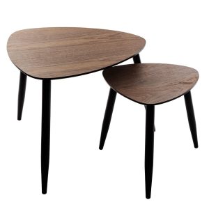 mileo 2pc walnut nest tables