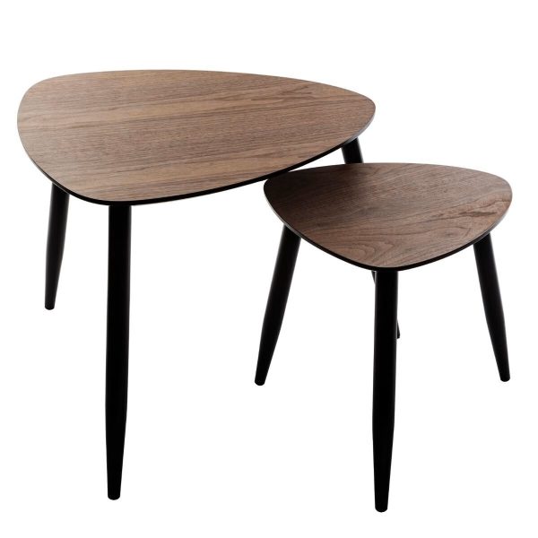 mileo 2pc walnut nest tables