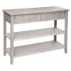 charme grey console table with 2 shelves