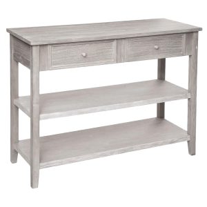 charme grey console table with 2 shelves