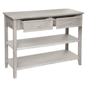 charme grey console table with 2 shelves
