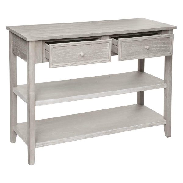 charme grey console table with 2 shelves