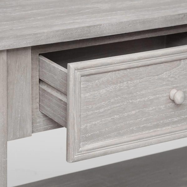 charme grey console table with 2 shelves