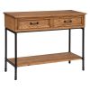 console 2 tier pine colour black metal legs