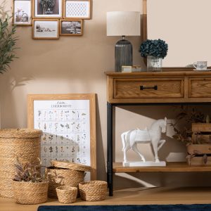 console 2 tier pine colour black metal legs