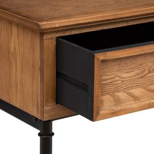 console 2 tier pine colour black metal legs