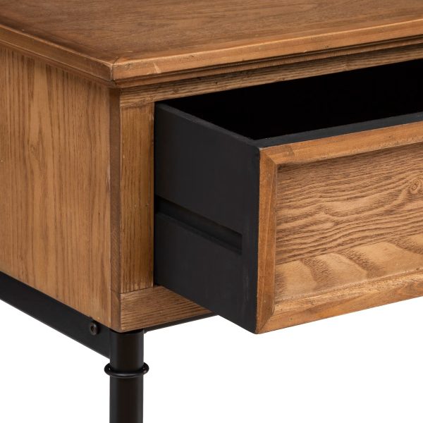 console 2 tier pine colour black metal legs