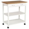 white wood bamboo kitchen trolley h87xl78xd48cm