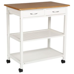 white wood bamboo kitchen trolley h87xl78xd48cm