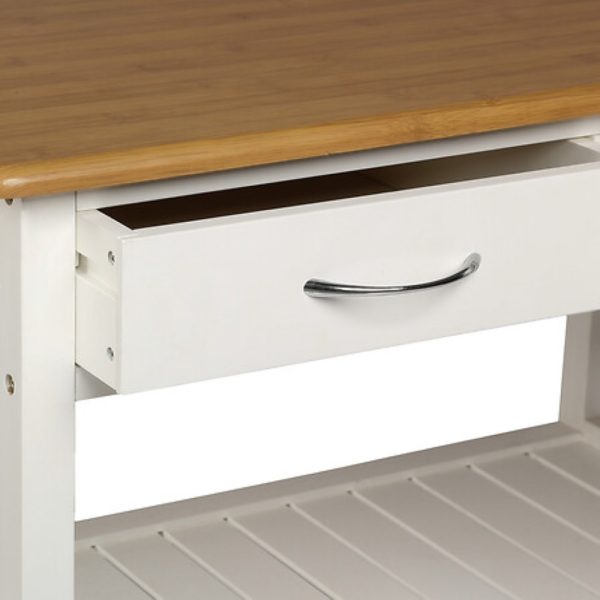 white wood bamboo kitchen trolley h87xl78xd48cm