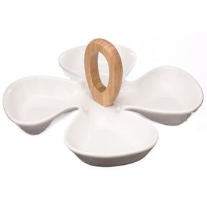 white ceramic flower shape serving dish 28x28 cm