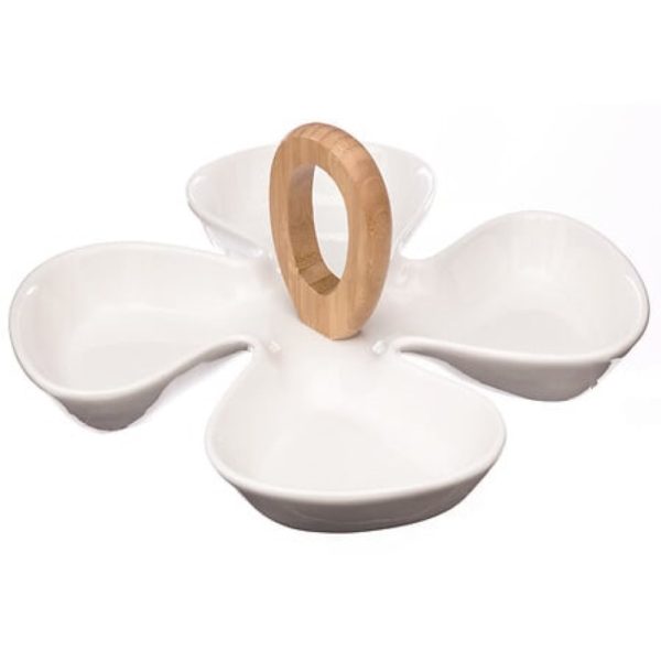 white ceramic flower shape serving dish 28x28 cm