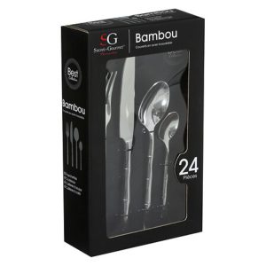 24pc bamboo style cutlery set