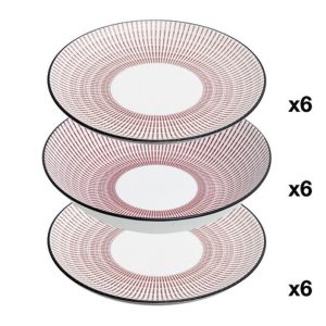 18pc red line porcelain dinner set
