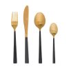 16pc black and gold cutlery set
