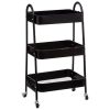 3 tier black metal kitchen trolley 78x44x32cm
