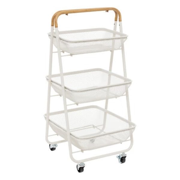 white metal 3 tier vegetable rack h86xw48xd42cm