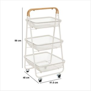 white metal 3 tier vegetable rack h86xw48xd42cm