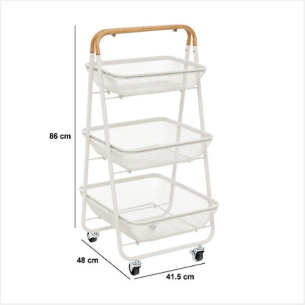 white metal 3 tier vegetable rack h86xw48xd42cm