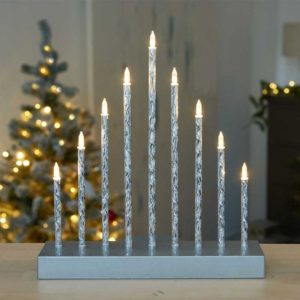 9 led candlebridge silver 26x25cm battery timer