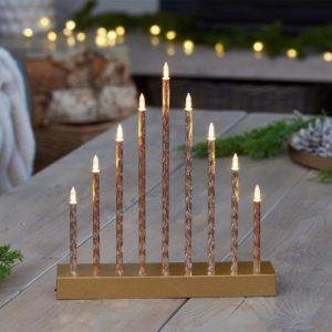 9 led candlebridge gold 26x25cm battery timer