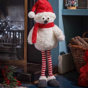 Goggle Standing Snow Owl H60cm Extending Legs