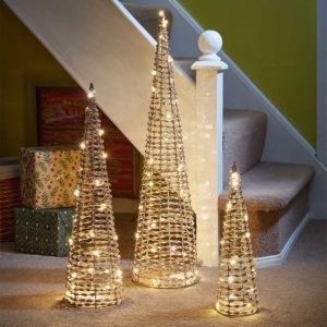 glittertwist gold tree set of 3