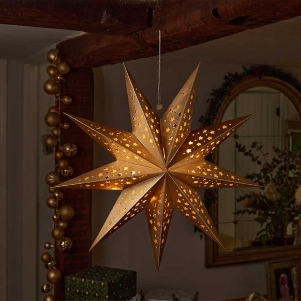 inlit origami star gold d50cm led
