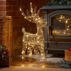 gold weave wonder deer 43x27cm led