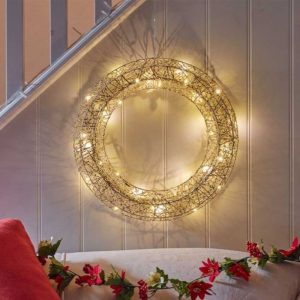 Gold Weave Wreath D40cm LED