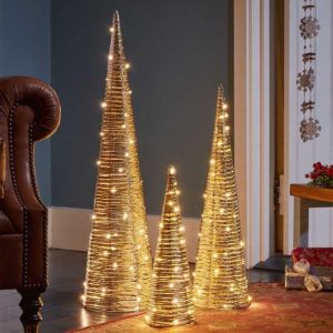 Champagne Braid TreeBelisk Set of 3 LED LG 80x20cm