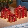 red gold braid faux gift boxes set of 3 led lg