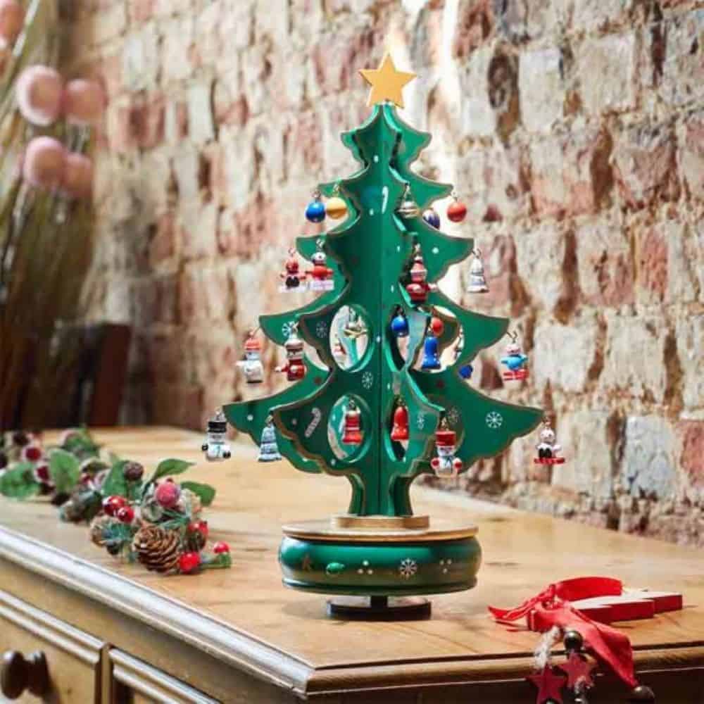 musical spinning green tree traditional h32cm