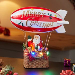 Flying Santa Scene 25x22cm LED Musical