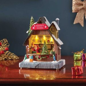 santas grotto 18x14cm led timer musical