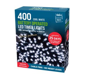 led lights 400 3xd battery timer white 32m lit len