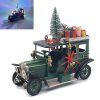 christmas metal vintage car with tree led 28x13x26cm