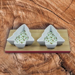 2 tree dishes on bamboo tray 24x13x4cm