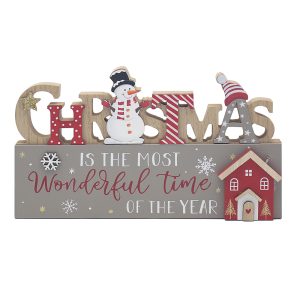xmas snowman standing plaque 24x14x2cm