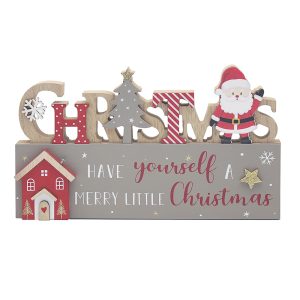 xmas santa standing plaque 24x14x2cm