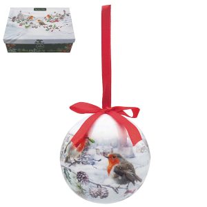 christmas robins baubles set of 6